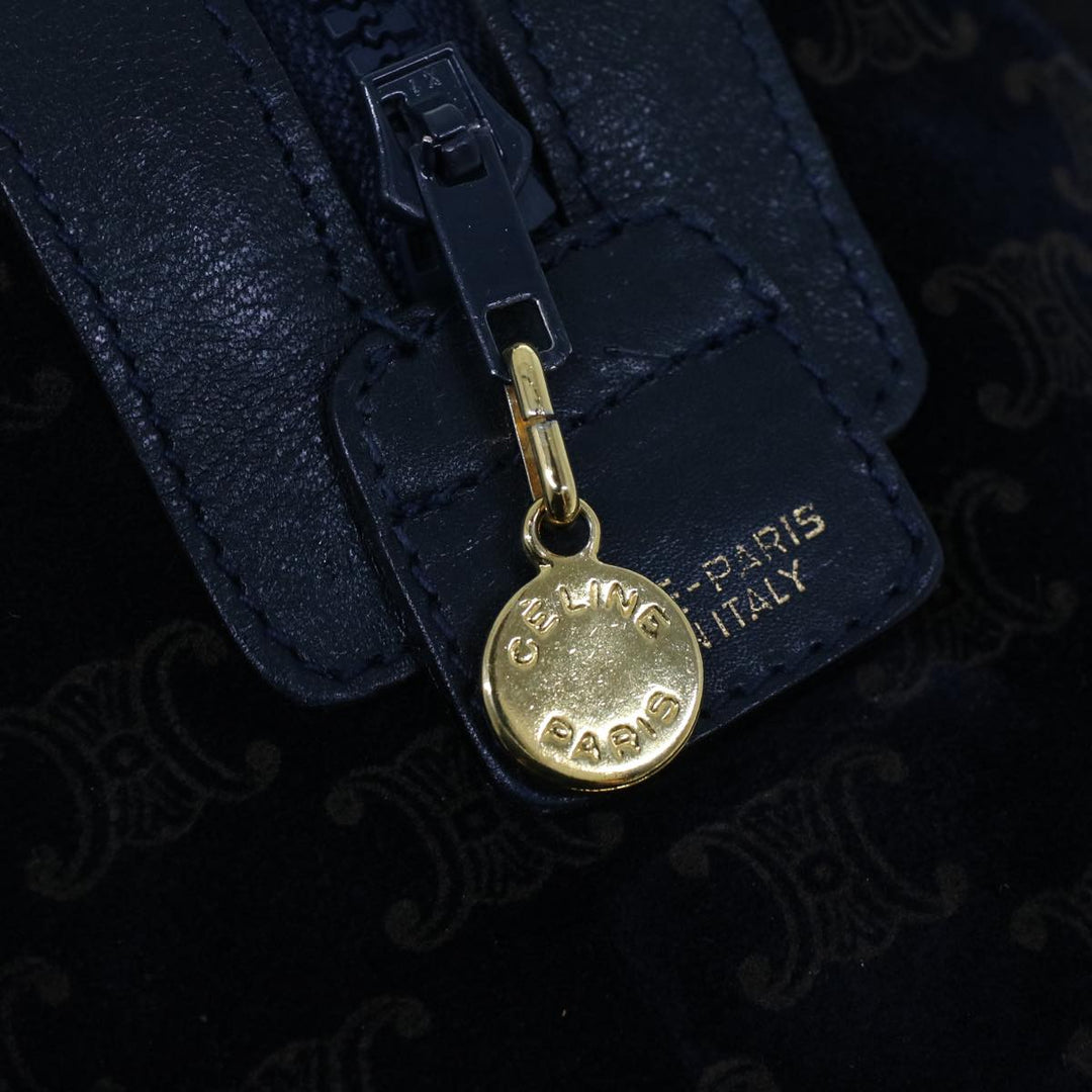 Celine C Macadam Boston Bag Suede Leather Navy  ac2168