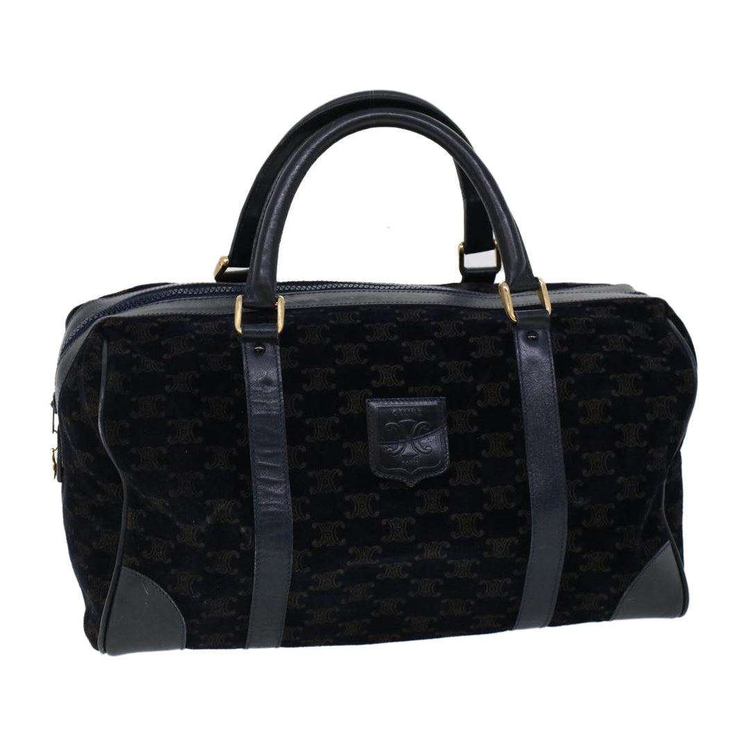 Celine C Macadam Boston Bag Suede Leather Navy  ac2168