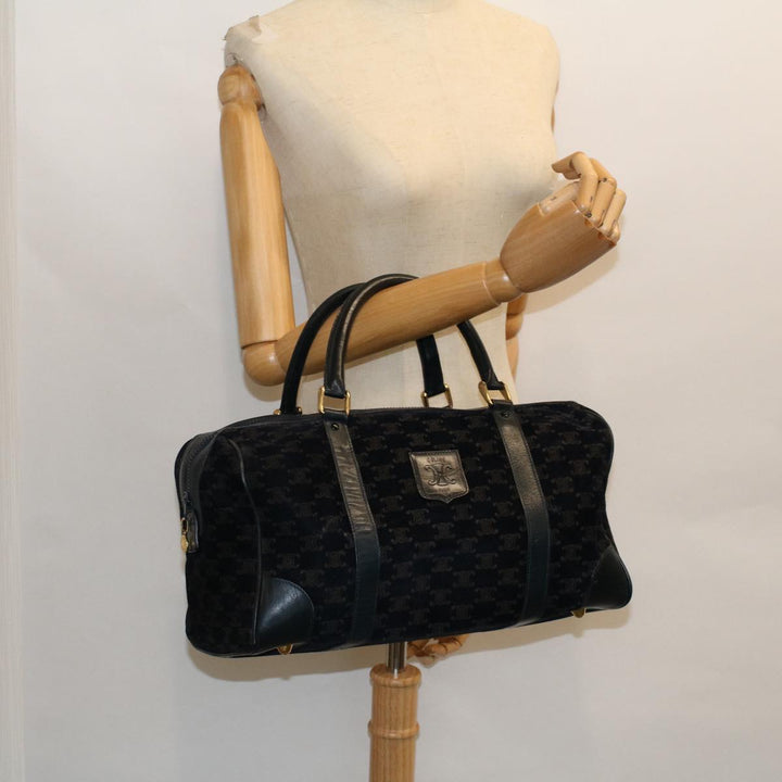 Celine C Macadam Boston Bag Suede Leather Navy  ac2168