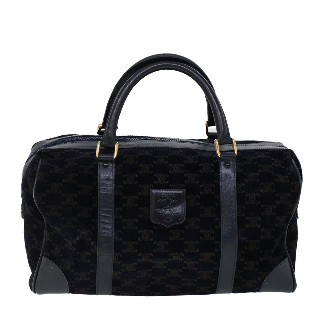 Celine C Macadam Boston Bag Suede Leather Navy  ac2168
