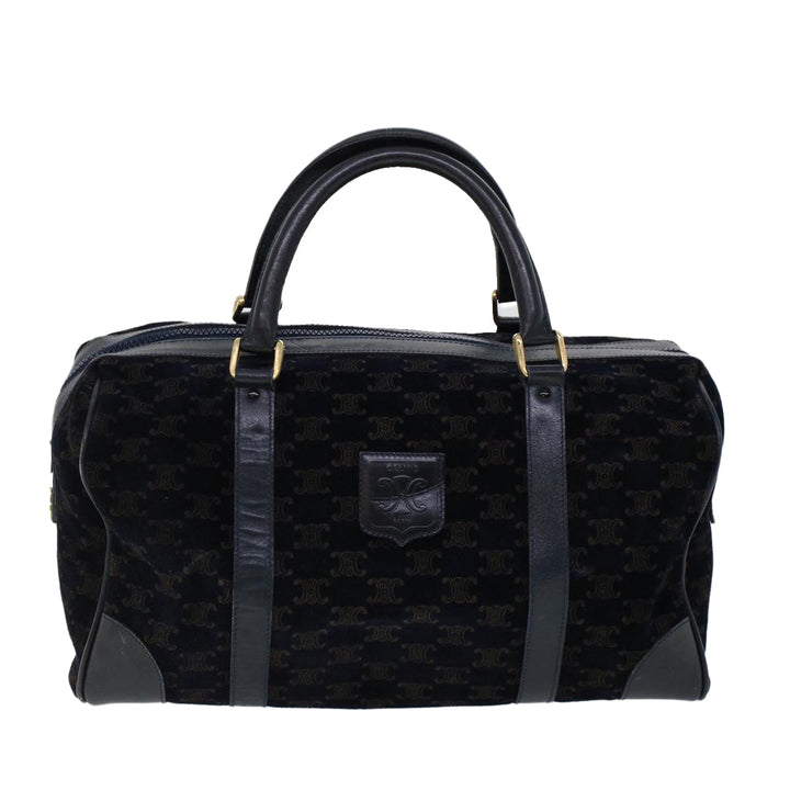Celine C Macadam Boston Bag Suede Leather Navy  ac2168