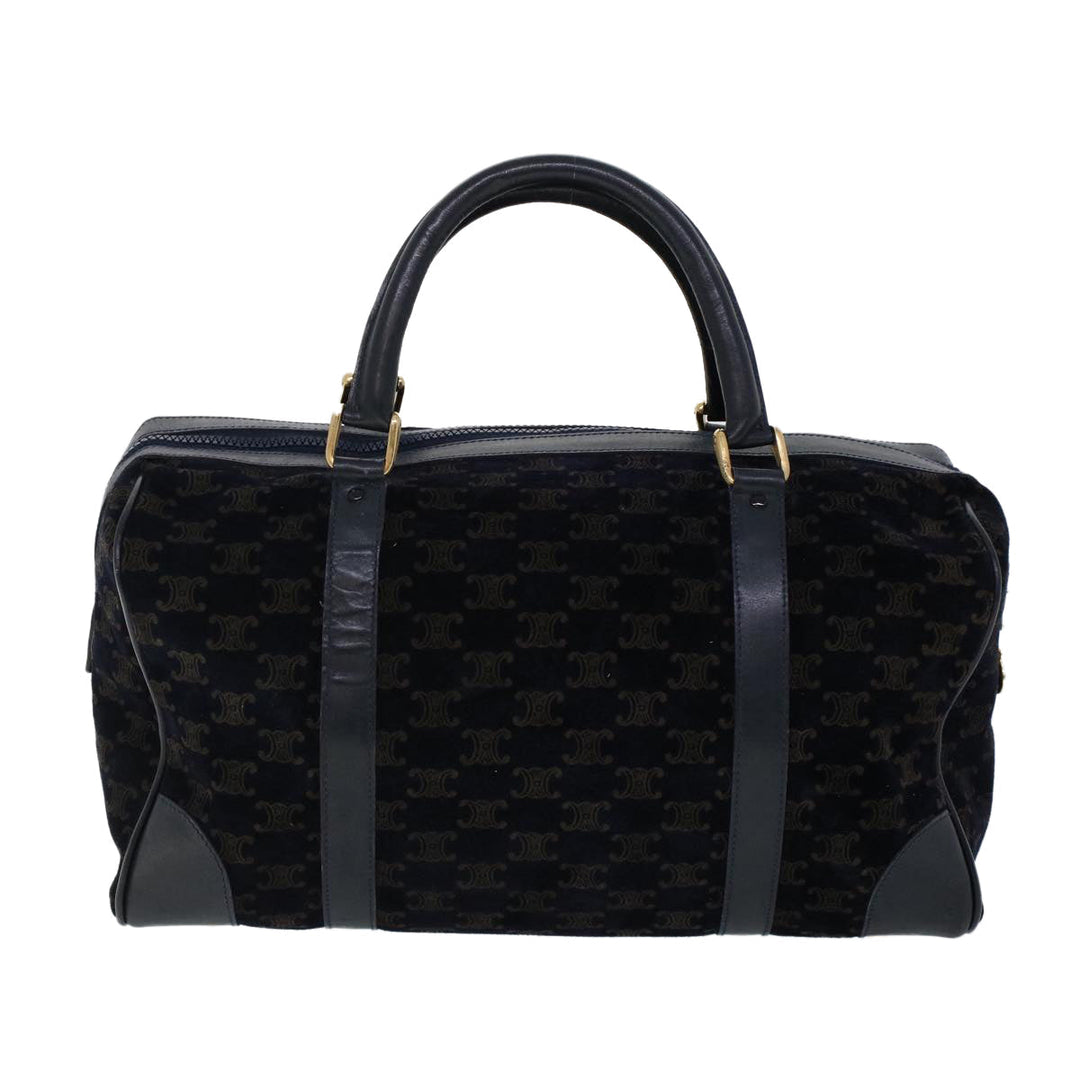 Celine C Macadam Boston Bag Suede Leather Navy  ac2168