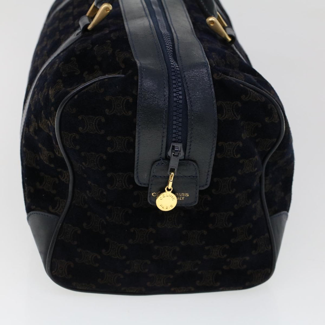 Celine C Macadam Boston Bag Suede Leather Navy  ac2168