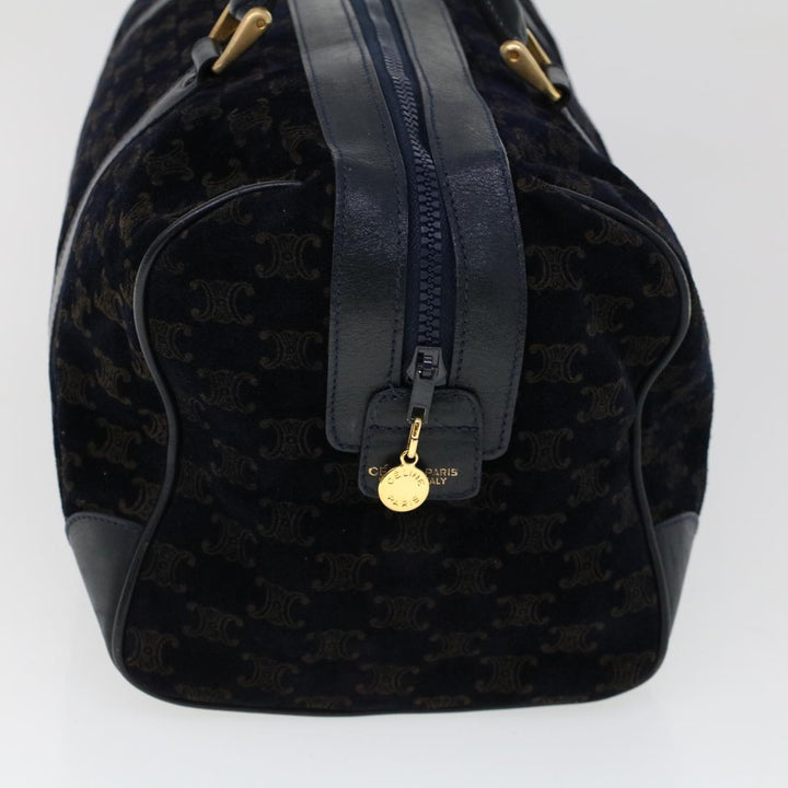 Celine C Macadam Boston Bag Suede Leather Navy  ac2168