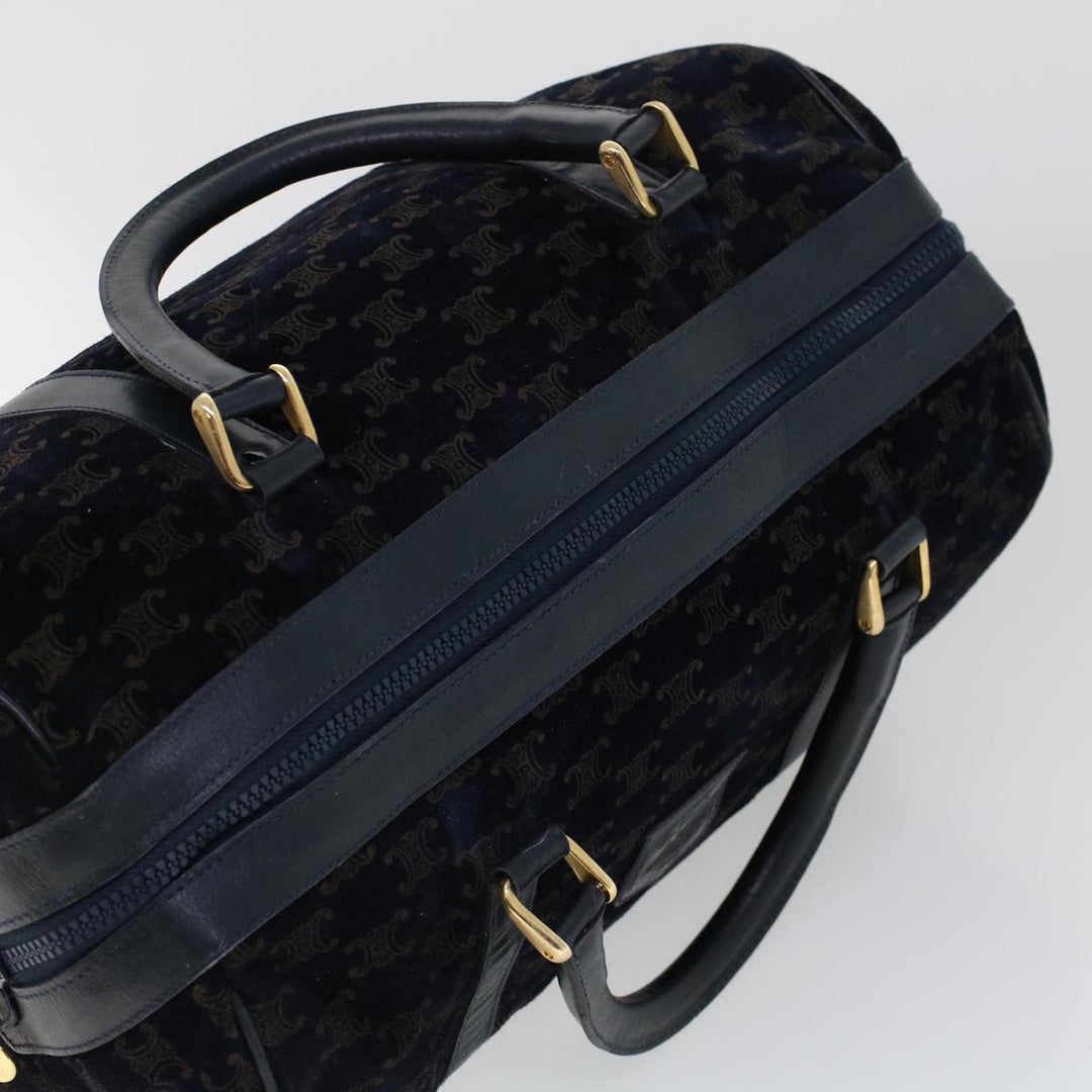 Celine C Macadam Boston Bag Suede Leather Navy  ac2168