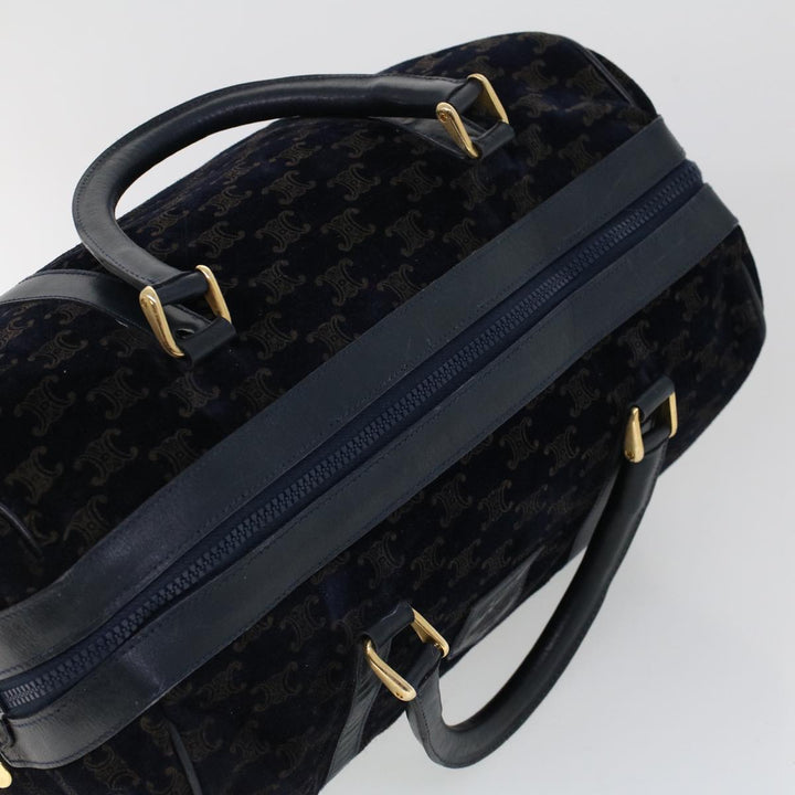 Celine C Macadam Boston Bag Suede Leather Navy  ac2168