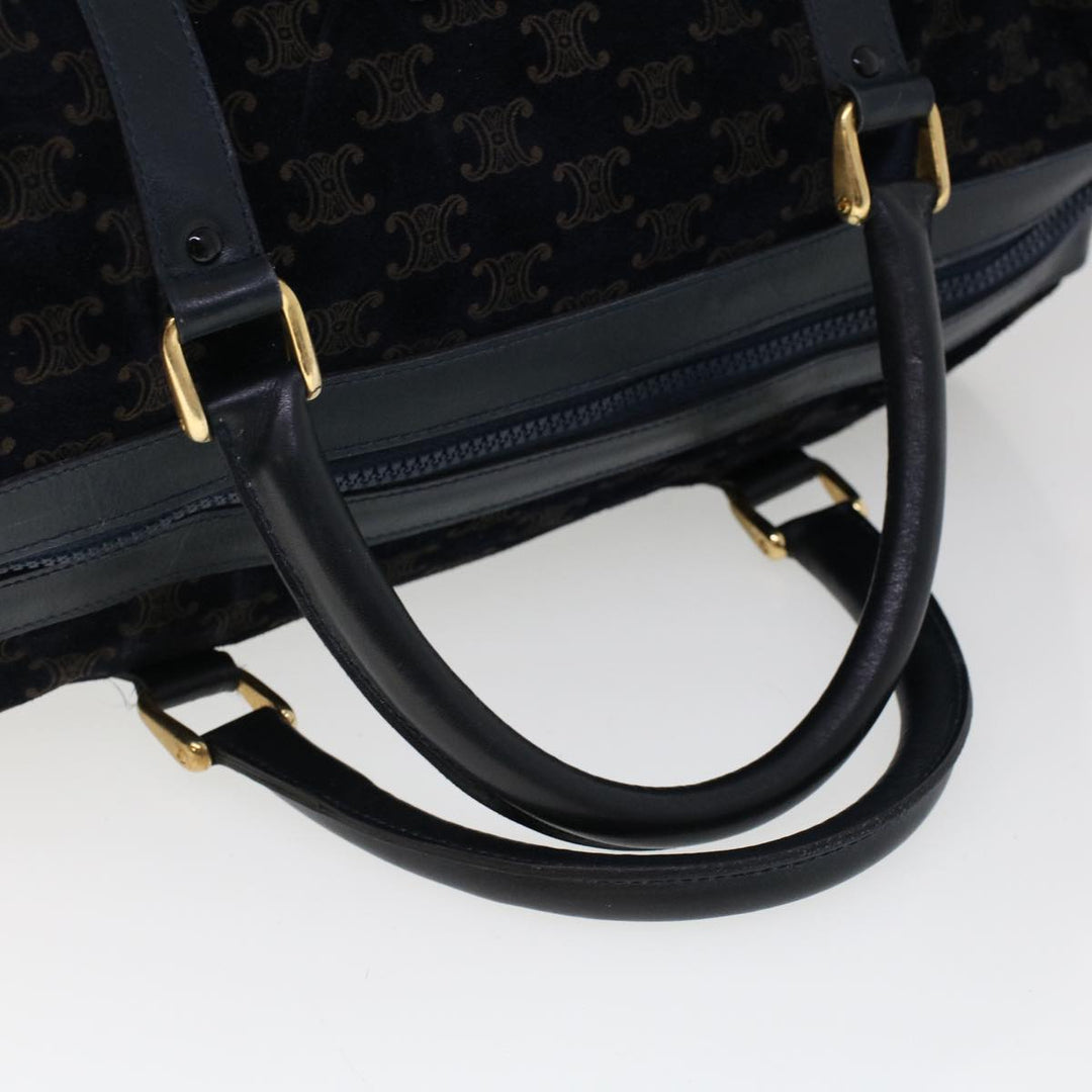 Celine C Macadam Boston Bag Suede Leather Navy  ac2168