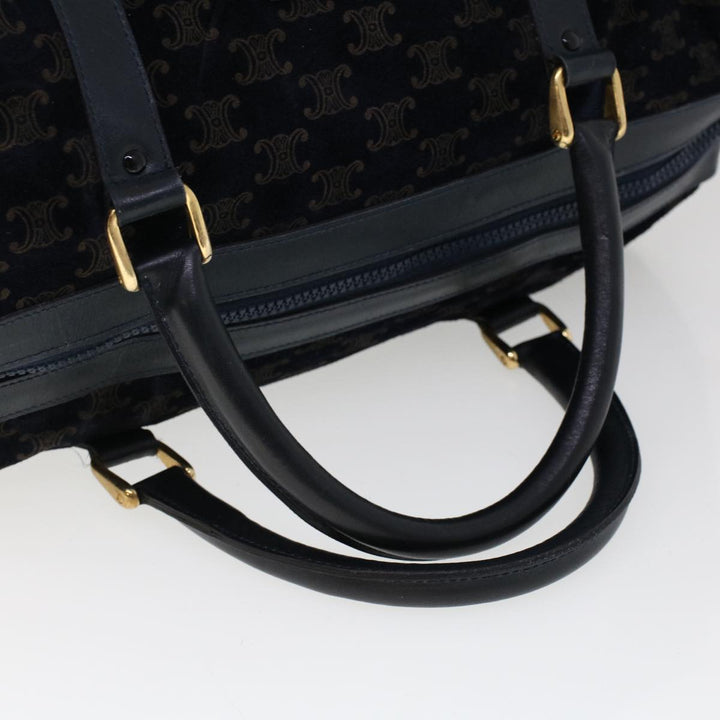 Celine C Macadam Boston Bag Suede Leather Navy  ac2168