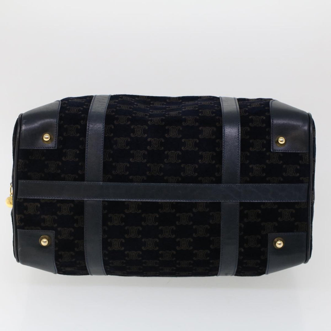 Celine C Macadam Boston Bag Suede Leather Navy  ac2168