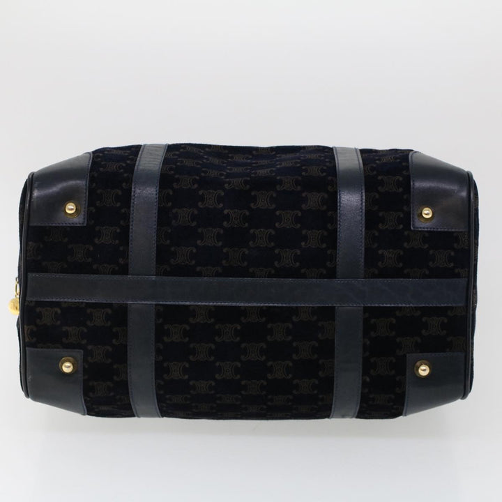 Celine C Macadam Boston Bag Suede Leather Navy  ac2168