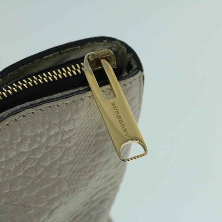 Burberry Tote Bag Leather Gray White Auth ac2169