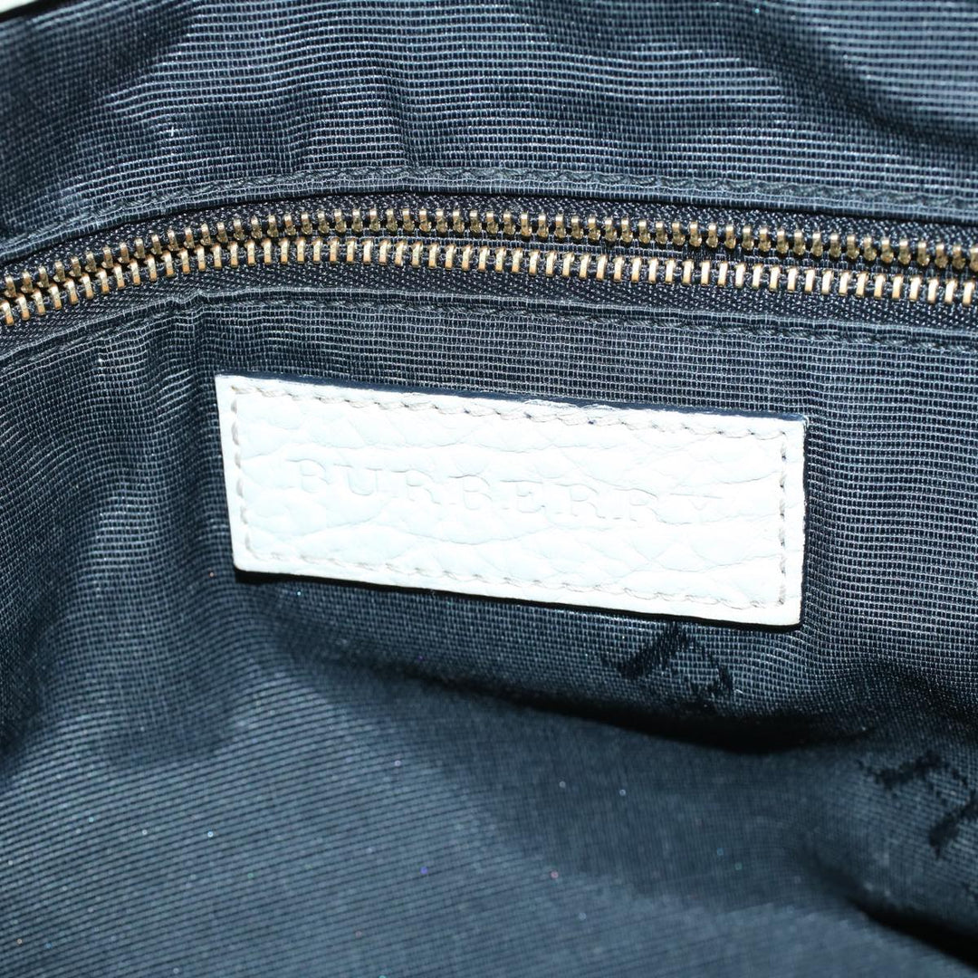 Burberry Tote Bag Leather Gray White Auth ac2169