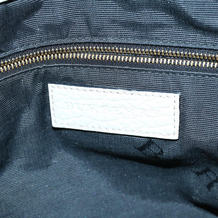 Burberry Tote Bag Leather Gray White Auth ac2169