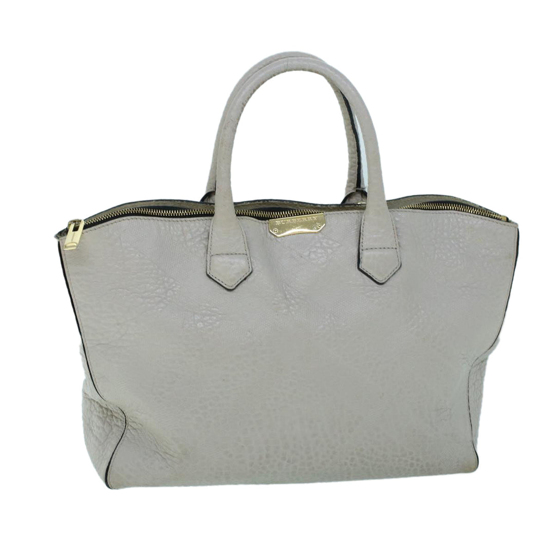 Burberry Tote Bag Leather Gray White Auth ac2169