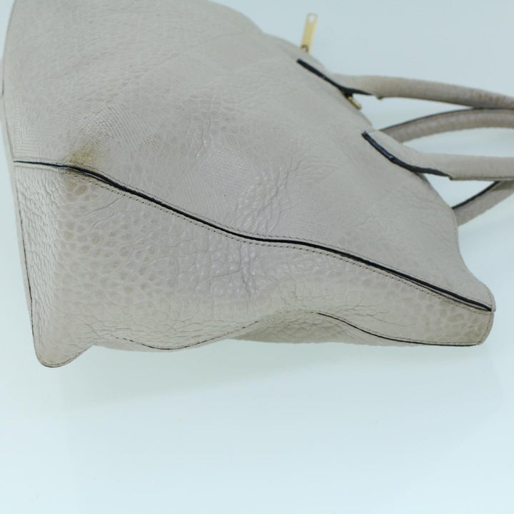 Burberry Tote Bag Leather Gray White Auth ac2169