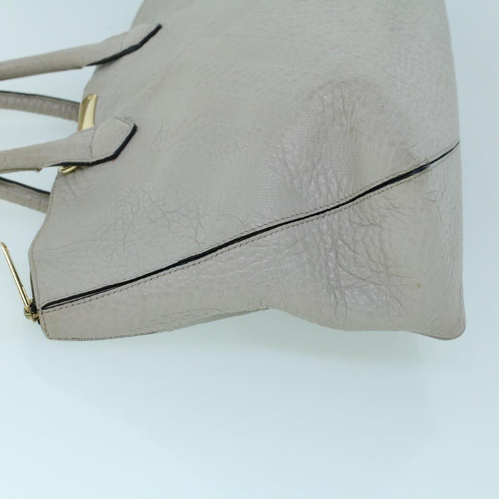 Burberry Tote Bag Leather Gray White Auth ac2169