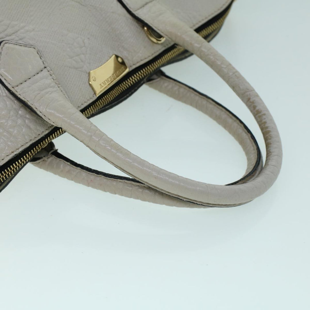 Burberry Tote Bag Leather Gray White Auth ac2169
