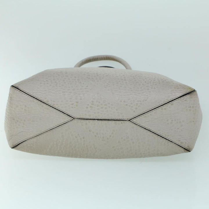 Burberry Tote Bag Leather Gray White Auth ac2169