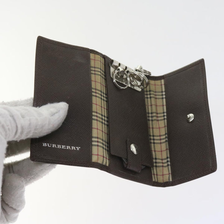 BURBERRY Nova Check Clutch Key Case Wallet Leather 3set Black Auth Ac2238