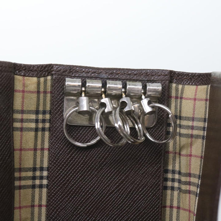 BURBERRY Nova Check Clutch Key Case Wallet Leather 3set Black Auth Ac2238