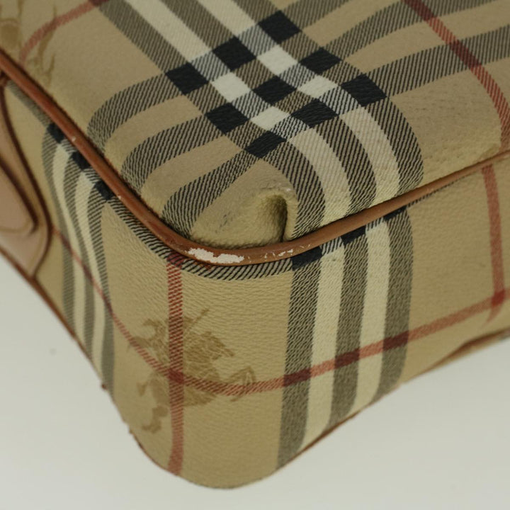 BURBERRYSs Nova Check Shoulder Bag PVC Leather Beige Auth ac2479