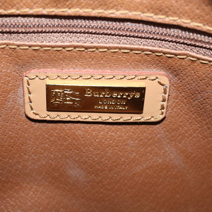 BURBERRYSs Nova Check Shoulder Bag PVC Leather Beige Auth ac2479