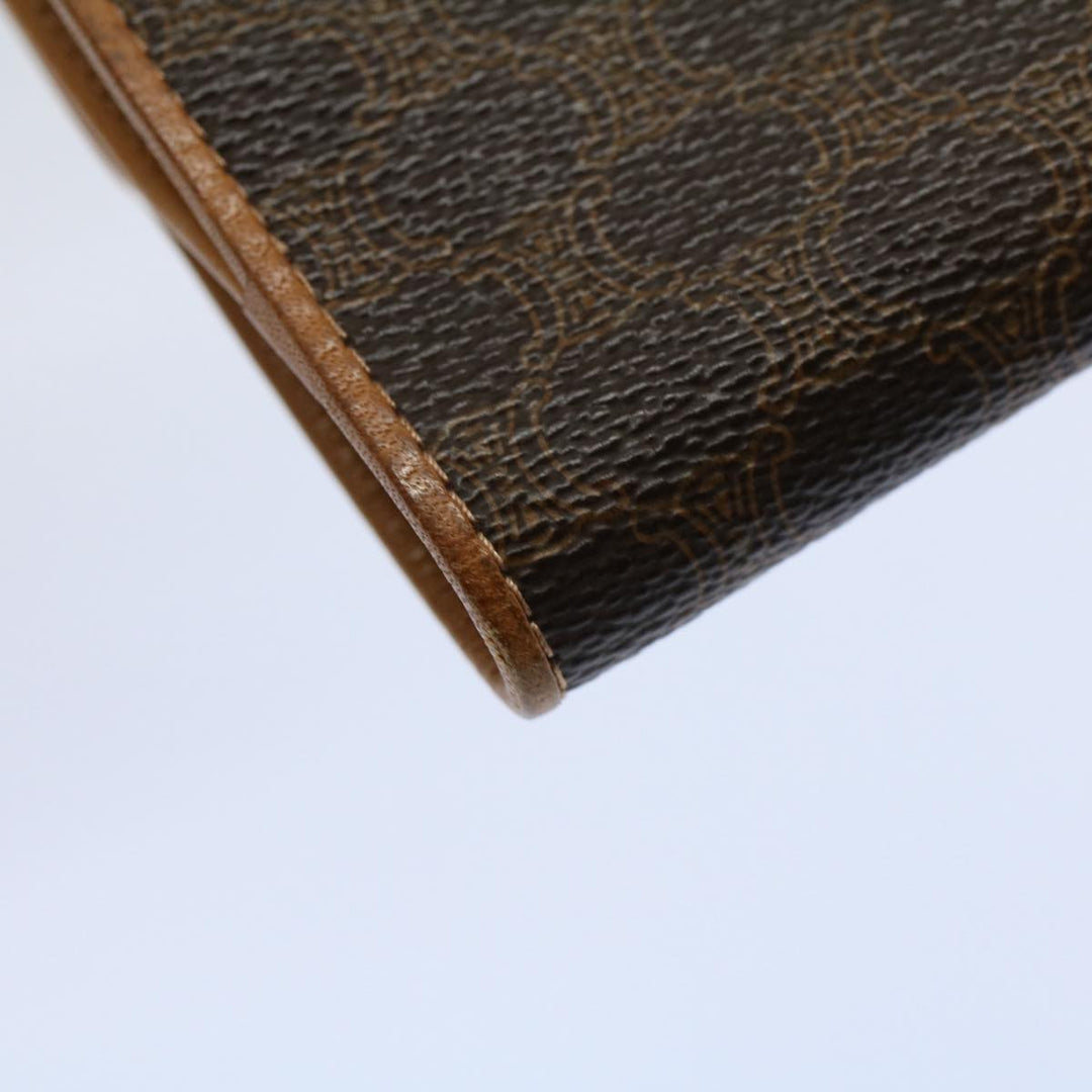 Celine Macadam Canvas Wallet PVC Leather Brown Auth ac2489