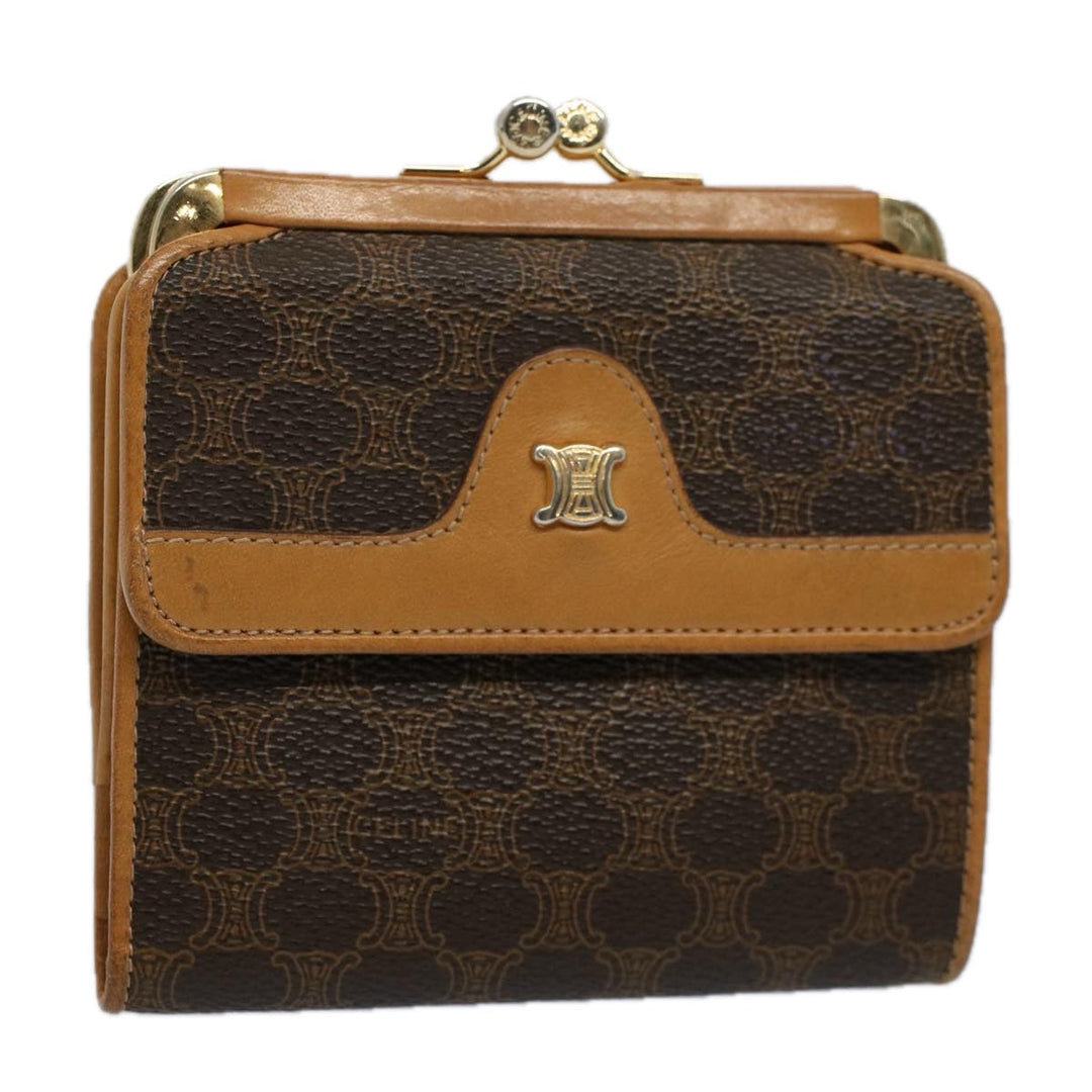 Celine Macadam Canvas Wallet PVC Leather Brown Auth ac2489