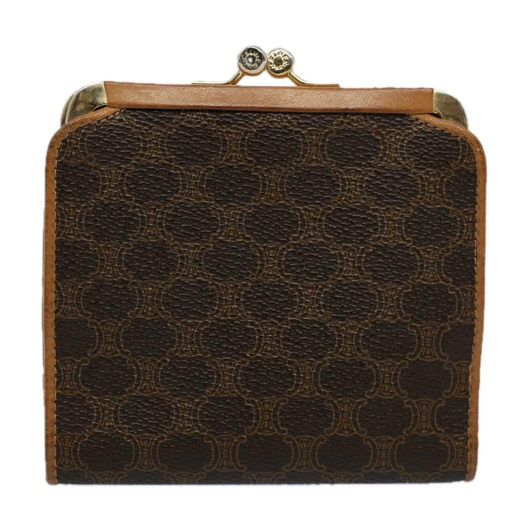 Celine Macadam Canvas Wallet PVC Leather Brown Auth ac2489