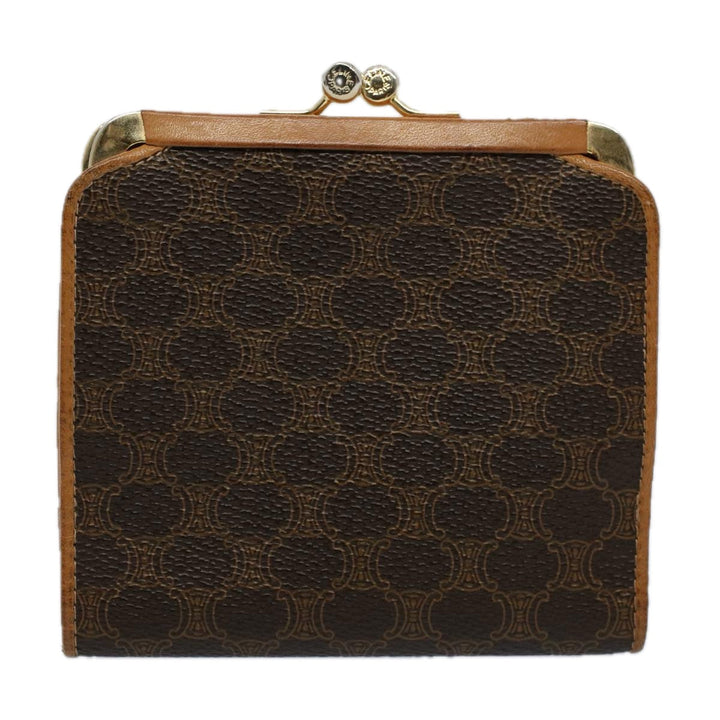 Celine Macadam Canvas Wallet PVC Leather Brown Auth ac2489
