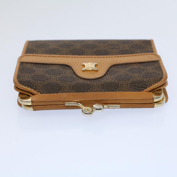 Celine Macadam Canvas Wallet PVC Leather Brown Auth ac2489