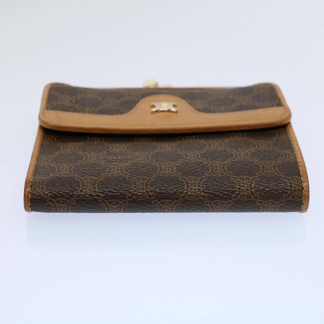 Celine Macadam Canvas Wallet PVC Leather Brown Auth ac2489