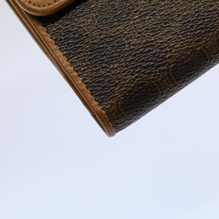 Celine Macadam Canvas Wallet PVC Leather Brown Auth ac2489