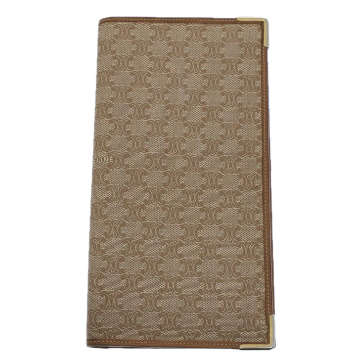 Celine Macadam Canvas Wallet PVC Leather Brown Auth ac2490