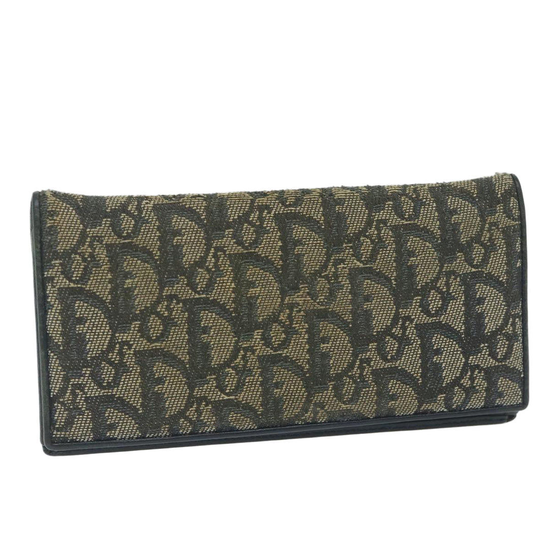 CHRISTIAN Top quality Dior Trotter Canvas Long Wallet Navy Auth ac2496