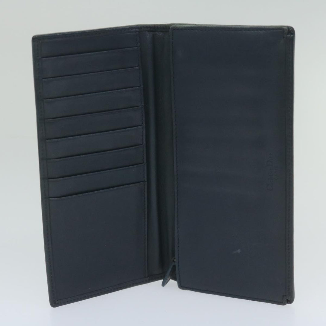 CHRISTIAN Top quality Dior Trotter Canvas Long Wallet Navy Auth ac2496