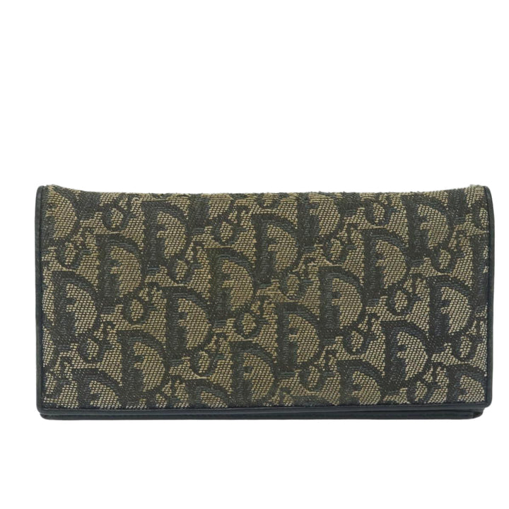 CHRISTIAN Top quality Dior Trotter Canvas Long Wallet Navy Auth ac2496