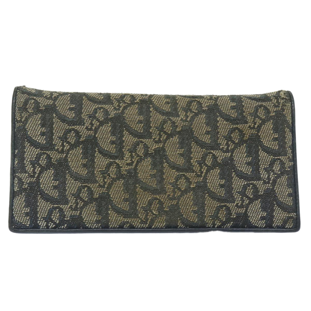 CHRISTIAN Top quality Dior Trotter Canvas Long Wallet Navy Auth ac2496