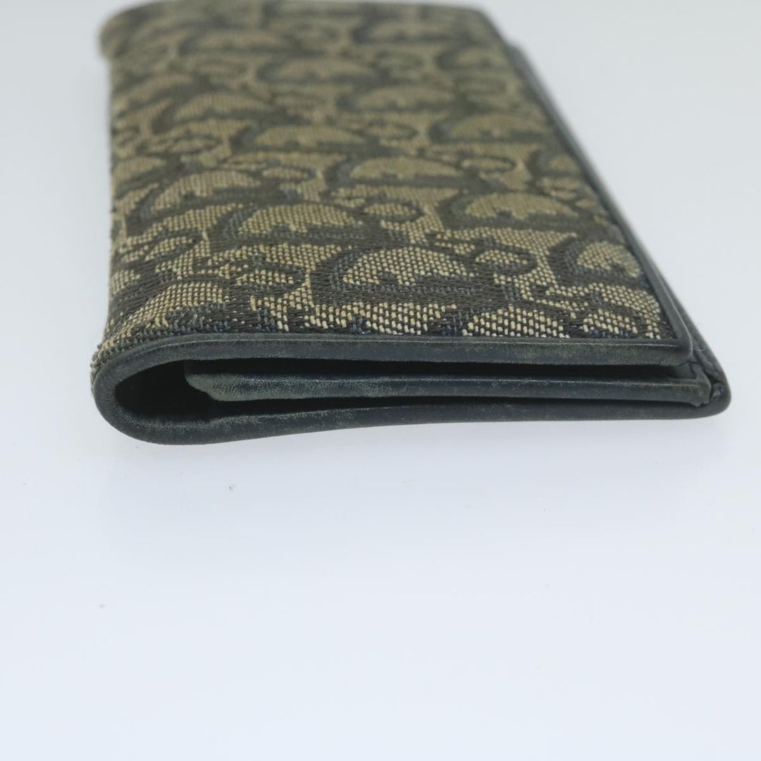CHRISTIAN Top quality Dior Trotter Canvas Long Wallet Navy Auth ac2496