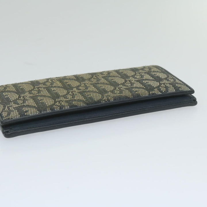 CHRISTIAN Top quality Dior Trotter Canvas Long Wallet Navy Auth ac2496