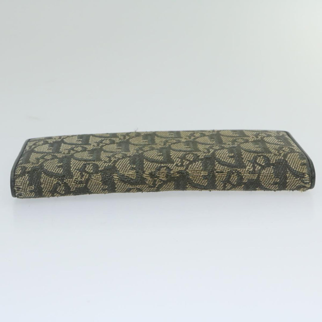 CHRISTIAN Top quality Dior Trotter Canvas Long Wallet Navy Auth ac2496