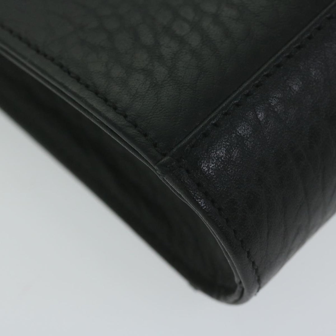 BurberrySs Clutch Bag Leather Black Auth ac2560