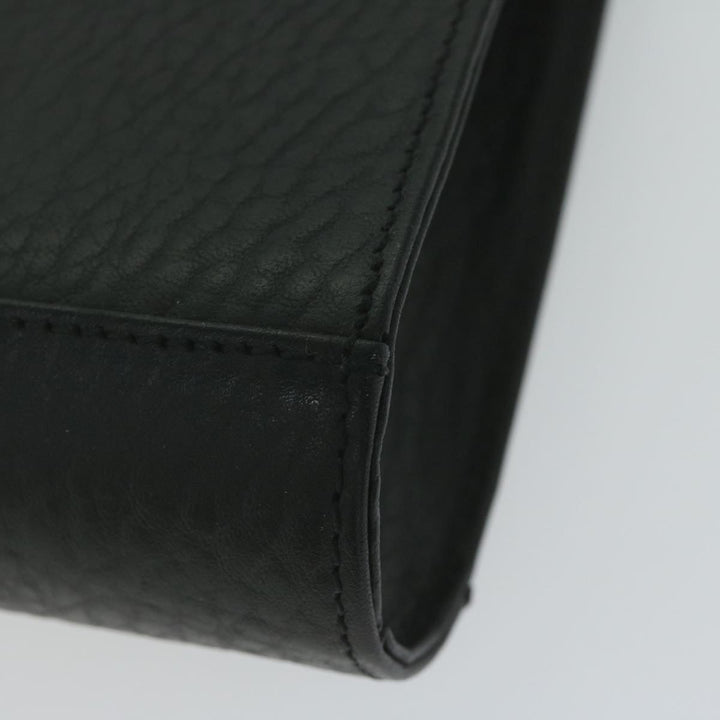 BurberrySs Clutch Bag Leather Black Auth ac2560