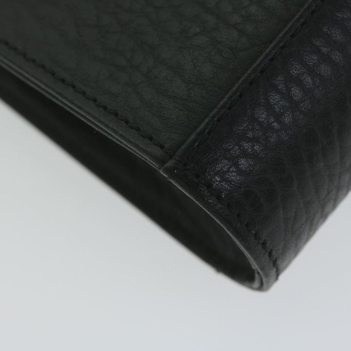 BurberrySs Clutch Bag Leather Black Auth ac2560