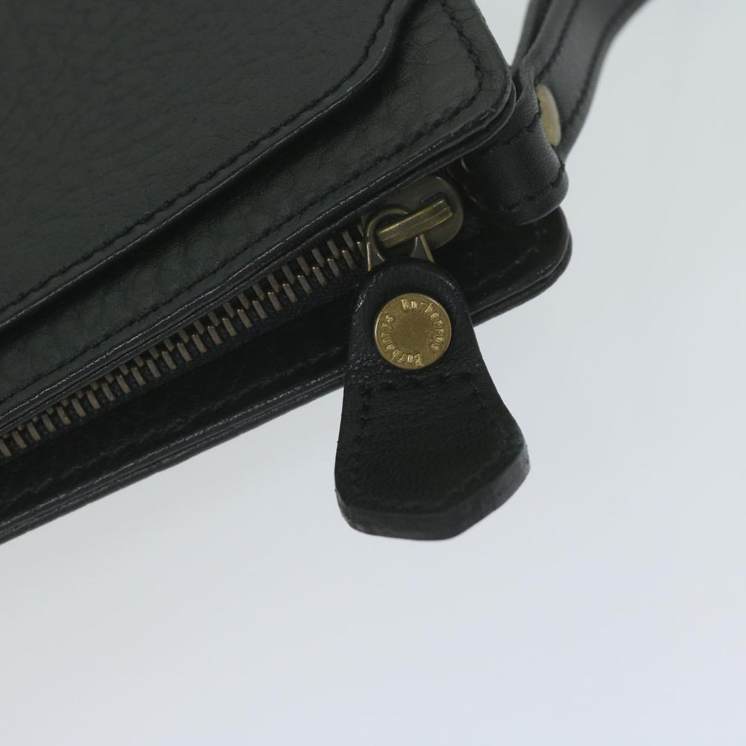 BurberrySs Clutch Bag Leather Black Auth ac2560