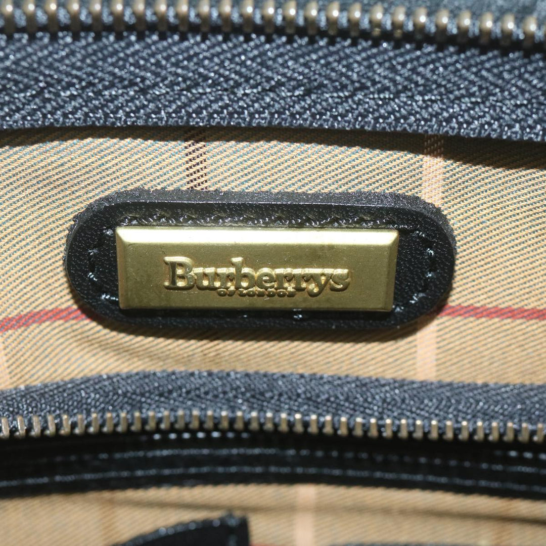 BurberrySs Clutch Bag Leather Black Auth ac2560
