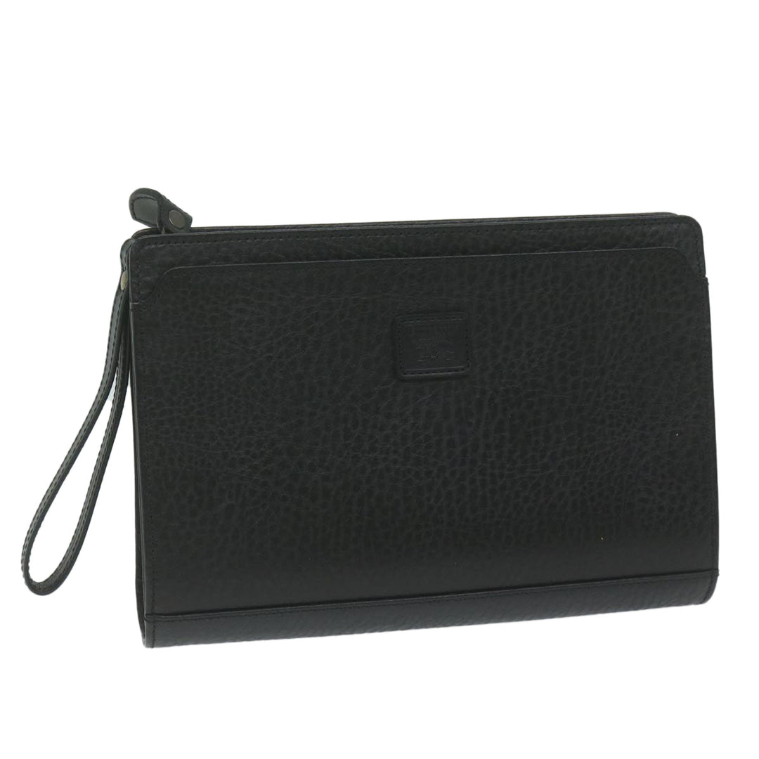 BurberrySs Clutch Bag Leather Black Auth ac2560