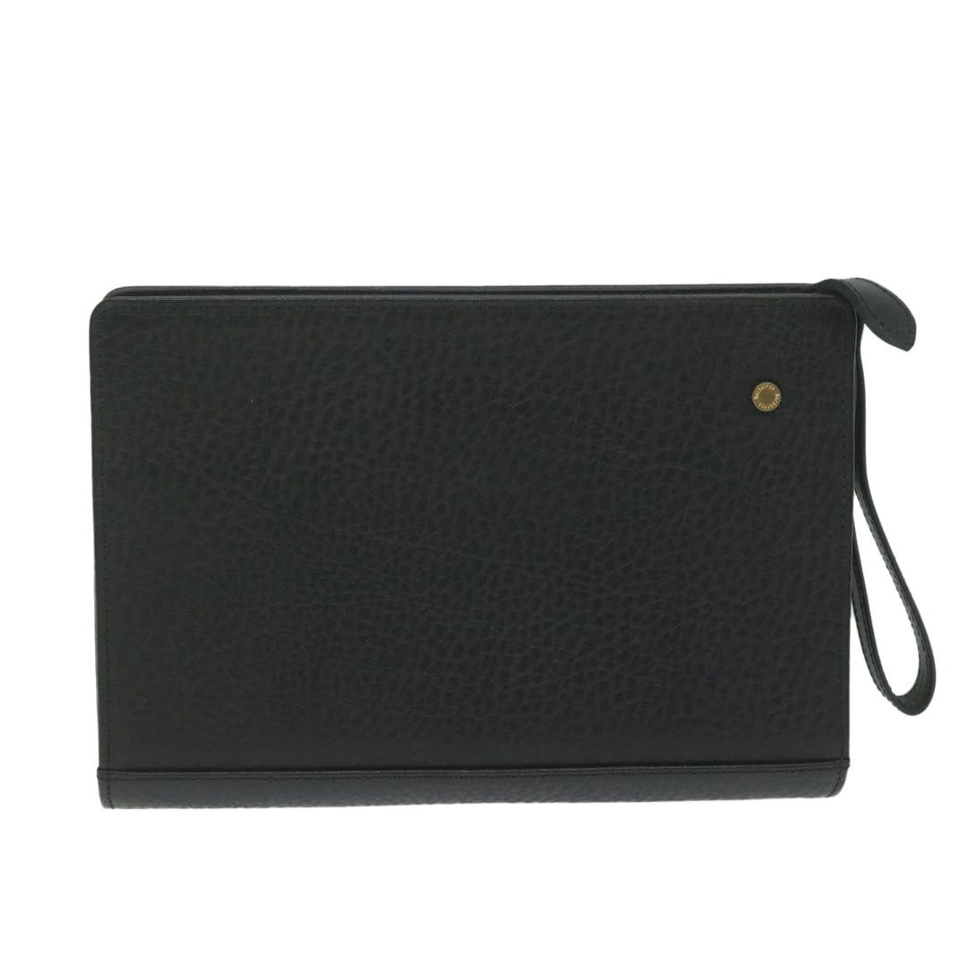 BurberrySs Clutch Bag Leather Black Auth ac2560