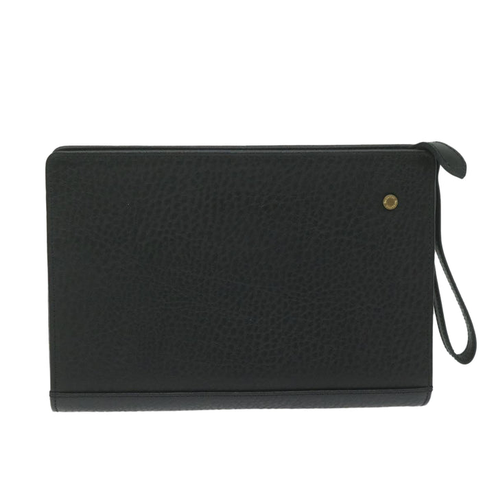 BurberrySs Clutch Bag Leather Black Auth ac2560