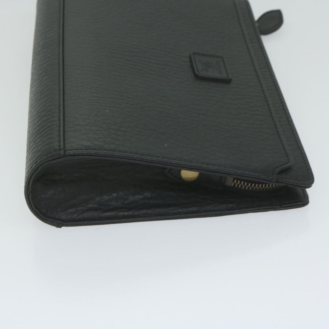 BurberrySs Clutch Bag Leather Black Auth ac2560